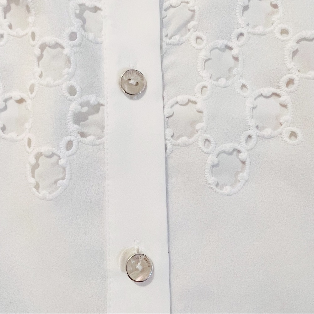 NWT Ted Baker | Fellie Broderie Pleated Frill Eyelet Blouse XS 0-2 - Picture 14 of 16